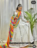 Sequined Cotton Lehenga With Blouse And Printed Dupatta-ISKWNAV02070070