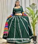 Sequined Cotton Lehenga With Blouse And Printed Dupatta-ISKWNAV02070070