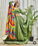 Sequined Cotton Lehenga With Blouse And Printed Dupatta-ISKWNAV02070070