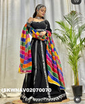 Sequined Cotton Lehenga With Blouse And Printed Dupatta-ISKWNAV02070070