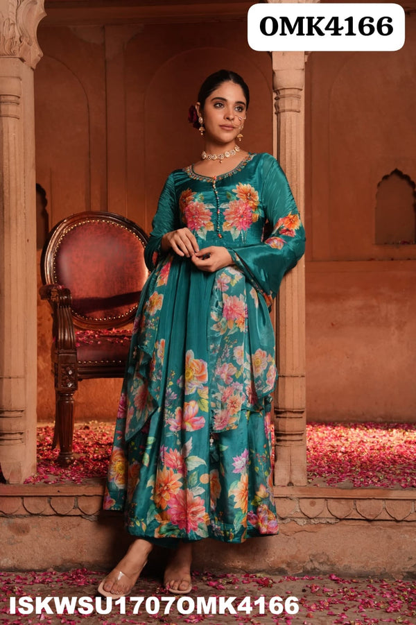 Digital Printed Crepe Anarkali Kurti With Shantoon Pant And Dupatta-ISKWSU1707OMK4166