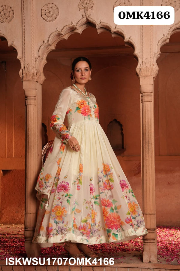 Digital Printed Crepe Anarkali Kurti With Shantoon Pant And Dupatta-ISKWSU1707OMK4166