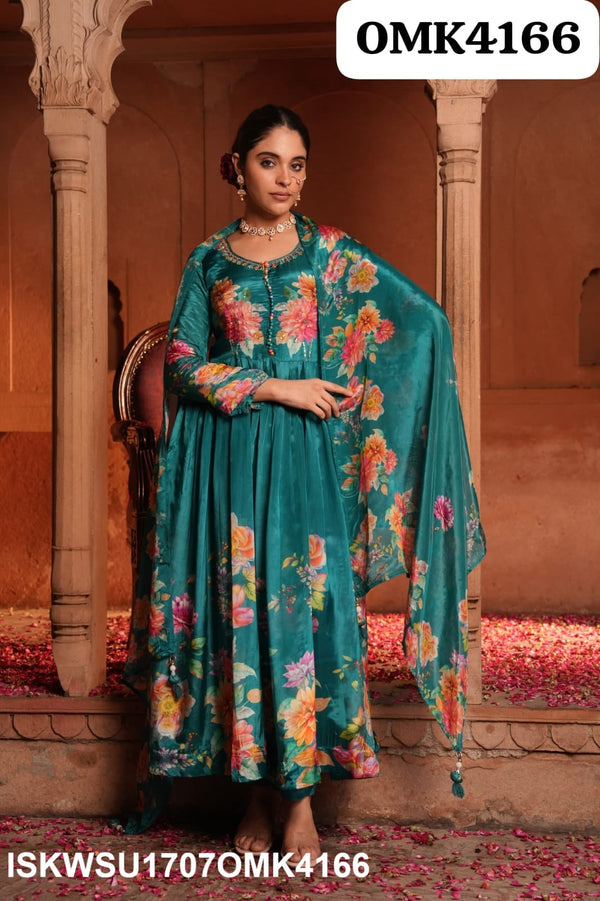 Digital Printed Crepe Anarkali Kurti With Shantoon Pant And Dupatta-ISKWSU1707OMK4166