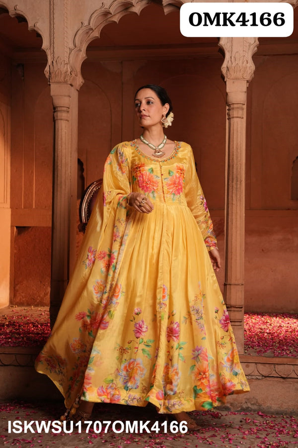 Digital Printed Crepe Anarkali Kurti With Shantoon Pant And Dupatta-ISKWSU1707OMK4166