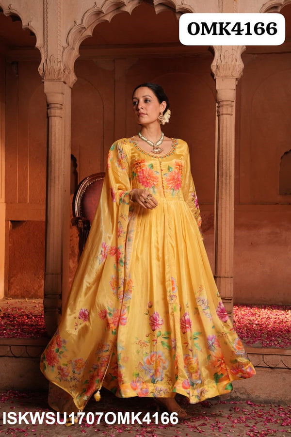 Digital Printed Crepe Anarkali Kurti With Shantoon Pant And Dupatta-ISKWSU1707OMK4166
