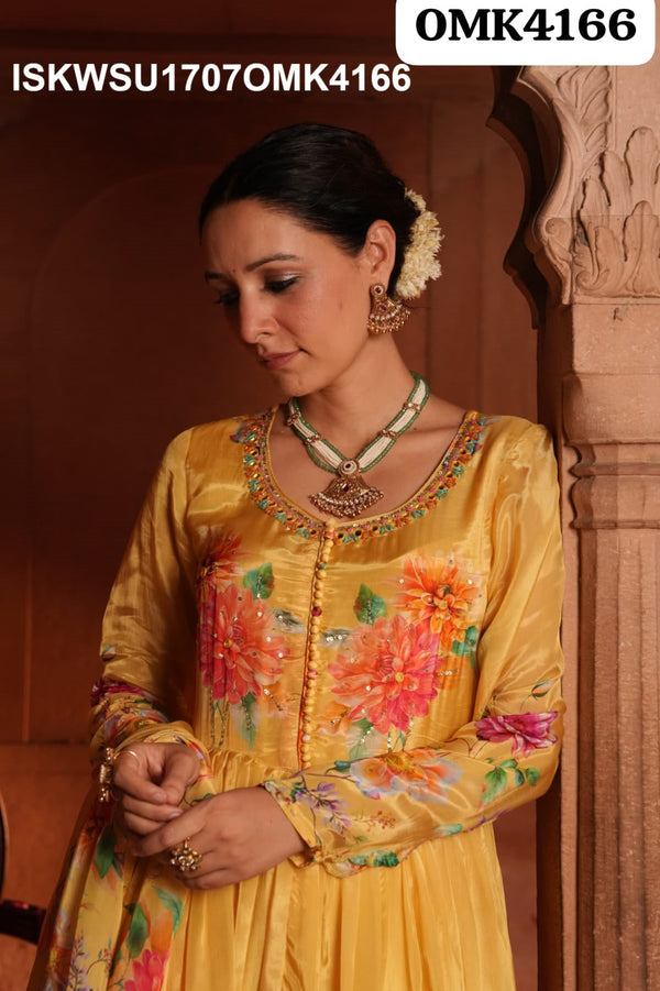 Digital Printed Crepe Anarkali Kurti With Shantoon Pant And Dupatta-ISKWSU1707OMK4166