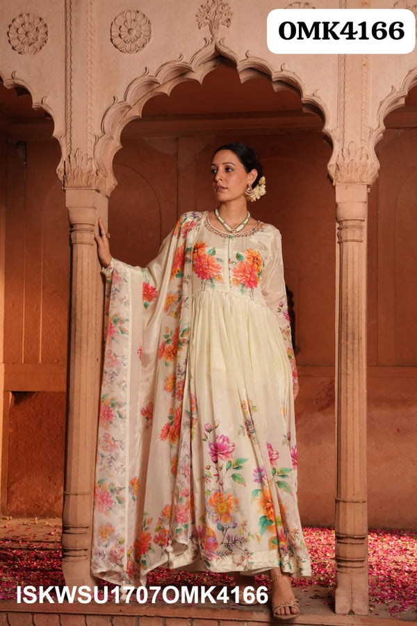 Digital Printed Crepe Anarkali Kurti With Shantoon Pant And Dupatta-ISKWSU1707OMK4166
