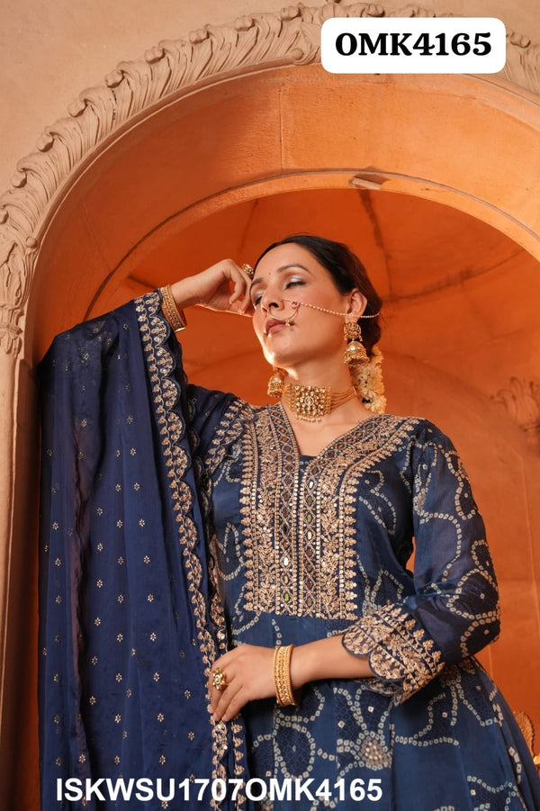 Digital Printed Chinon Anarkali Kurti With Shantoon Pant And Embroidered Dupatta-ISKWSU1707OMK4165