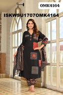Cotton Kurti With Ajrakh Printed Afghani Pant And Dupatta-ISKWSU1707OMK4164