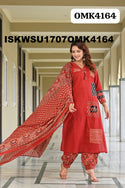 Cotton Kurti With Ajrakh Printed Afghani Pant And Dupatta-ISKWSU1707OMK4164