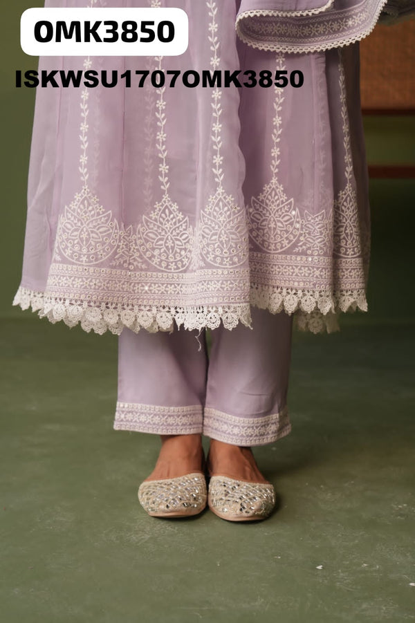Embroidered Organza Anarkali Kurti With Pant And Dupatta-ISKWSU1707OMK3850
