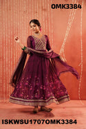 Floral Printed Organza Anarkali Kurti With Pant And Dupatta-ISKWSU1707OMK3384