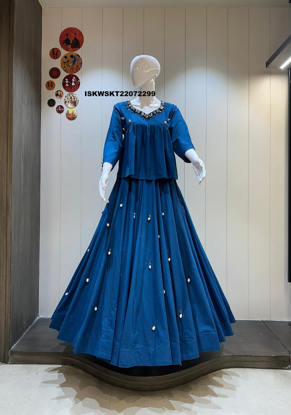 Sequined Cotton Skirt With Top-ISKWSKT21072299