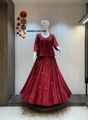 Sequined Cotton Skirt With Top-ISKWSKT21072299