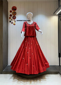 Sequined Cotton Skirt With Top-ISKWSKT21072299