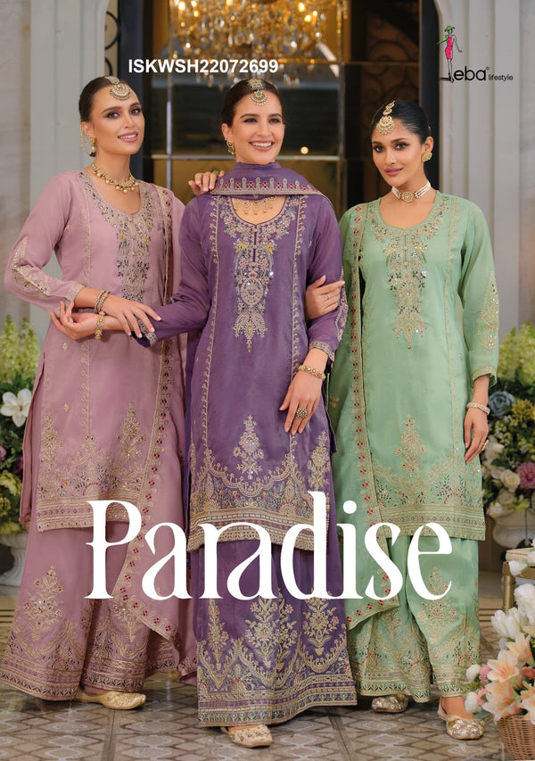 Embroidered Shimmer Kurti With Palazzo And Dupatta-ISKWSH21072699