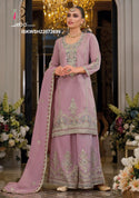 Embroidered Shimmer Kurti With Palazzo And Dupatta-ISKWSH21072699