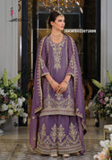 Embroidered Shimmer Kurti With Palazzo And Dupatta-ISKWSH21072699