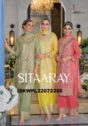 Embroidered Chinon Kurti With Palazzo And Dupatta-ISKWPL22072350