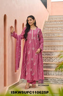 Embroidered Malmal Chanderi Kurti With Silk Pant And Dupatta-ISKWSUFC110625P