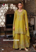 Embroidered Chinon Kurti With Sharara And Dupatta-ISKWSH24072599
