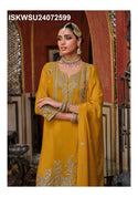 Embroidered Chinon Kurti With Sharara And Dupatta-ISKWSH24072599