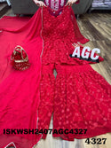 Embroidered Georgette Peplum Kurti With Sharara And Dupatta-ISKWSH2407AGC4327