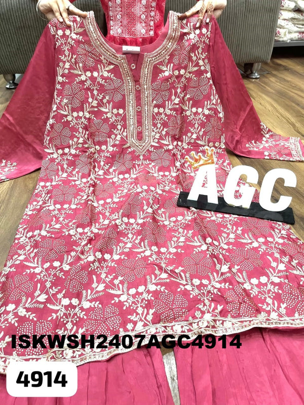 Embroidred Chinon Silk Kurti With Sharara And Dupatta-ISKWSH2407AGC4914