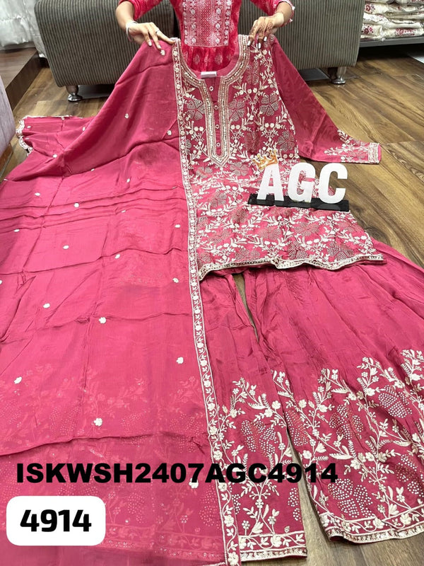 Embroidred Chinon Silk Kurti With Sharara And Dupatta-ISKWSH2407AGC4914