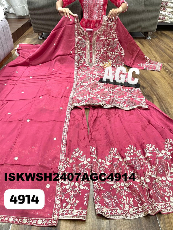Embroidred Chinon Silk Kurti With Sharara And Dupatta-ISKWSH2407AGC4914