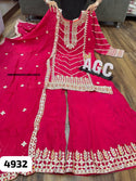 Embroidred Chinon Silk Kurti With Sharara And Dupatta-ISKWSH2407AGC4932