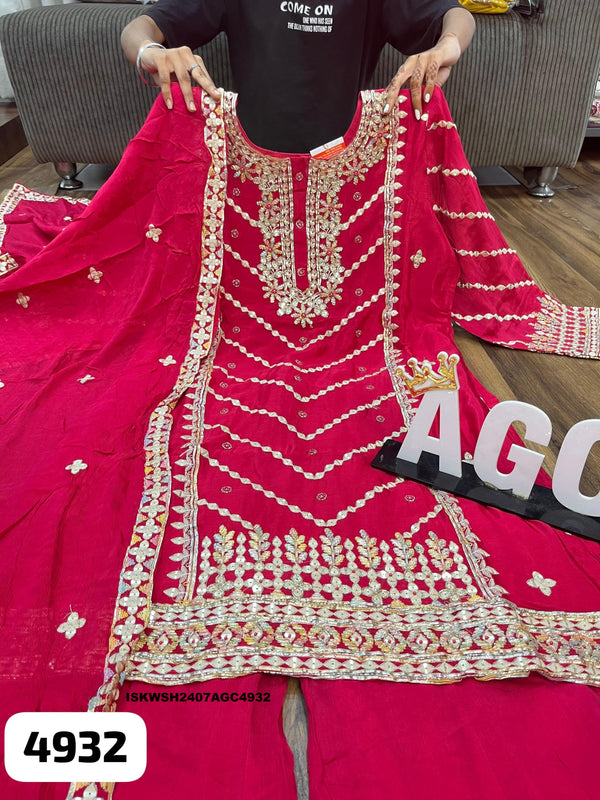 Embroidred Chinon Silk Kurti With Sharara And Dupatta-ISKWSH2407AGC4932