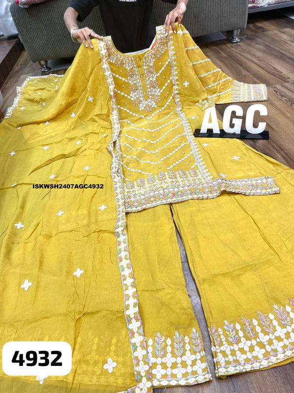 Embroidred Chinon Silk Kurti With Sharara And Dupatta-ISKWSH2407AGC4932