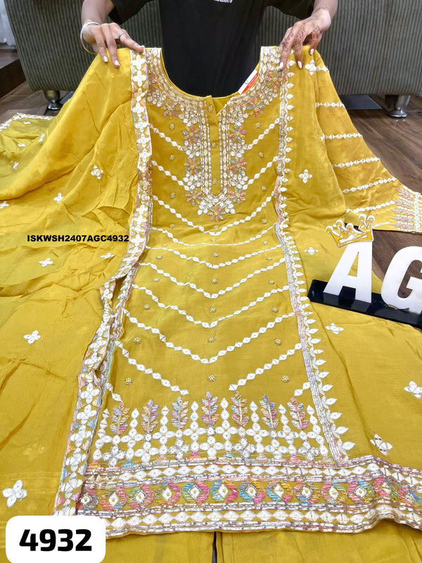 Embroidred Chinon Silk Kurti With Sharara And Dupatta-ISKWSH2407AGC4932