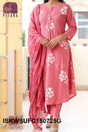 Sequined Cotton Kurti With Pant And Crushed Dupatta-ISKWSUFC150725M/FC150725G/FC150725P