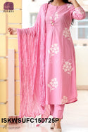 Sequined Cotton Kurti With Pant And Crushed Dupatta-ISKWSUFC150725M/FC150725G/FC150725P