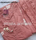Sequined Cotton Kurti With Pant And Crushed Dupatta-ISKWSUFC150725M/FC150725G/FC150725P