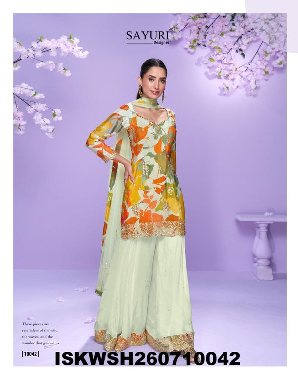 Printed Chinon Silk Kurti With Sharara And Net Dupatta-ISKWSH260710042