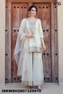 Embroidered Silk Kurti With Sharara And Dupatta-ISKWSH2807329910
