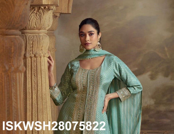 Embroidered Viscose Shimmer Kurti With Sharara And Dupatta-ISKWSH28075822