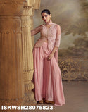 Embroidered Net Kurti With Viscose Shimmer Sharara And Net Dupatta-ISKWSH28075823