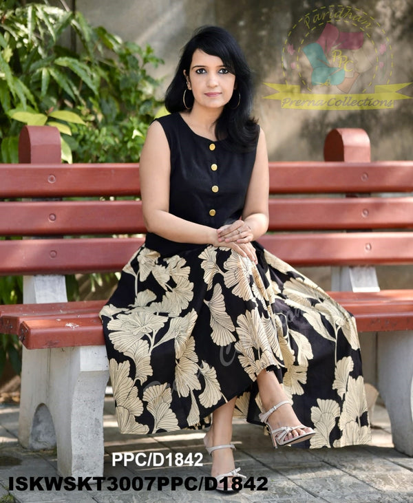 Floral Printed Cotton Skirt And Top-ISKWSKT3007PPC/D1842