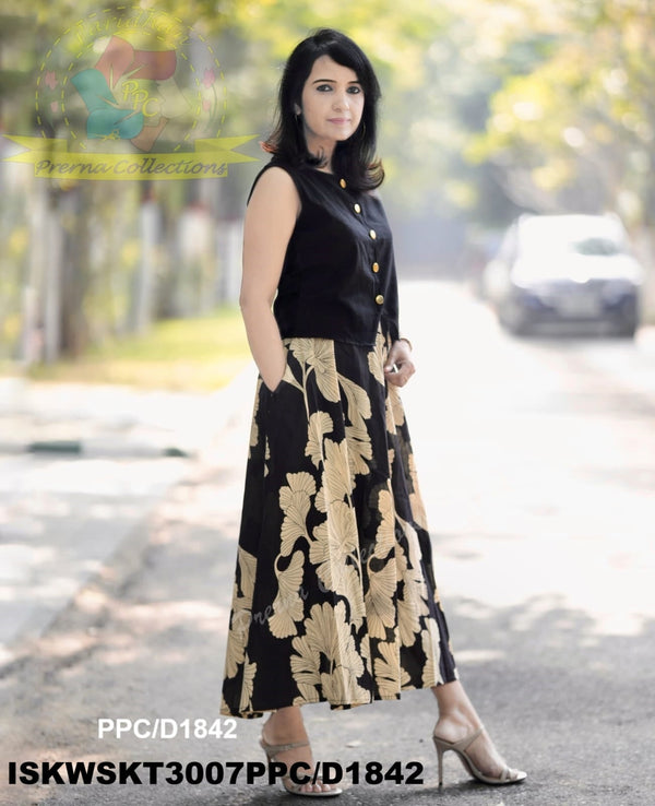 Floral Printed Cotton Skirt And Top-ISKWSKT3007PPC/D1842