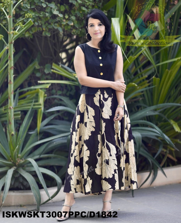Floral Printed Cotton Skirt And Top-ISKWSKT3007PPC/D1842