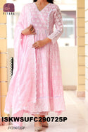 Chikankari Cotton Flared Kurti With Pant And Dupatta-ISKWSUFC290725B/FC290725P