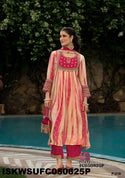 Tie And Dye Printed Crepe Kurti With Silk Pant And Dupatta-ISKWSUFC050825P/FC050825Y