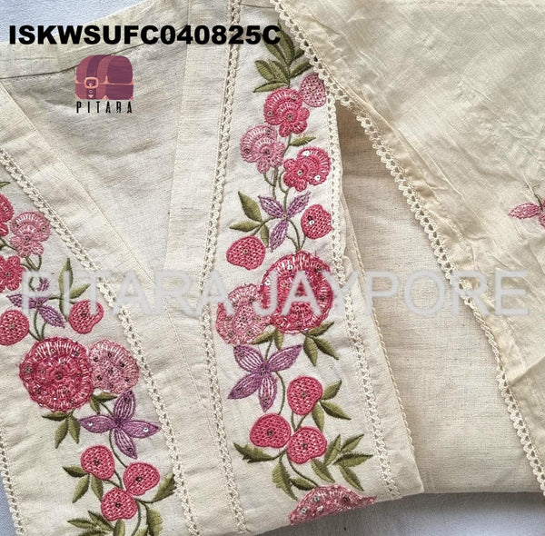 Embroidered Cotton Kurti With Pant And Dupatta-ISKWSUFC040825C