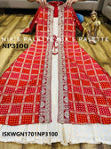 Self Ikkat Weaved Cotton Gown With Banarasi Bandhani Khadi Silk Shrug-ISKWGN1701NP3192/NP3100