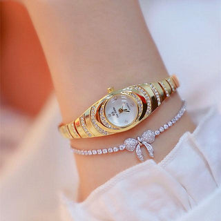 Ladies Gold Watch Diamond Wristwatch Female Fashion Bracelet Watches Women Full Diamond Watch - Ishaanya