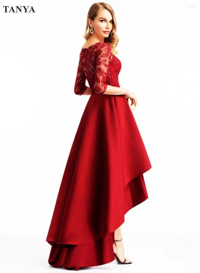 Buy Dora Bridal Women Hi Low Evening Dress Lace Organza High-Low Dresses  With Sleeve Online at desertcartINDIA